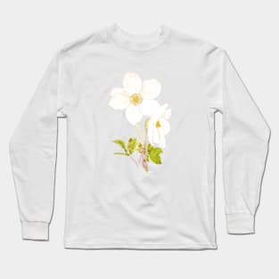 white hellebore flowers ink and watercolor Long Sleeve T-Shirt